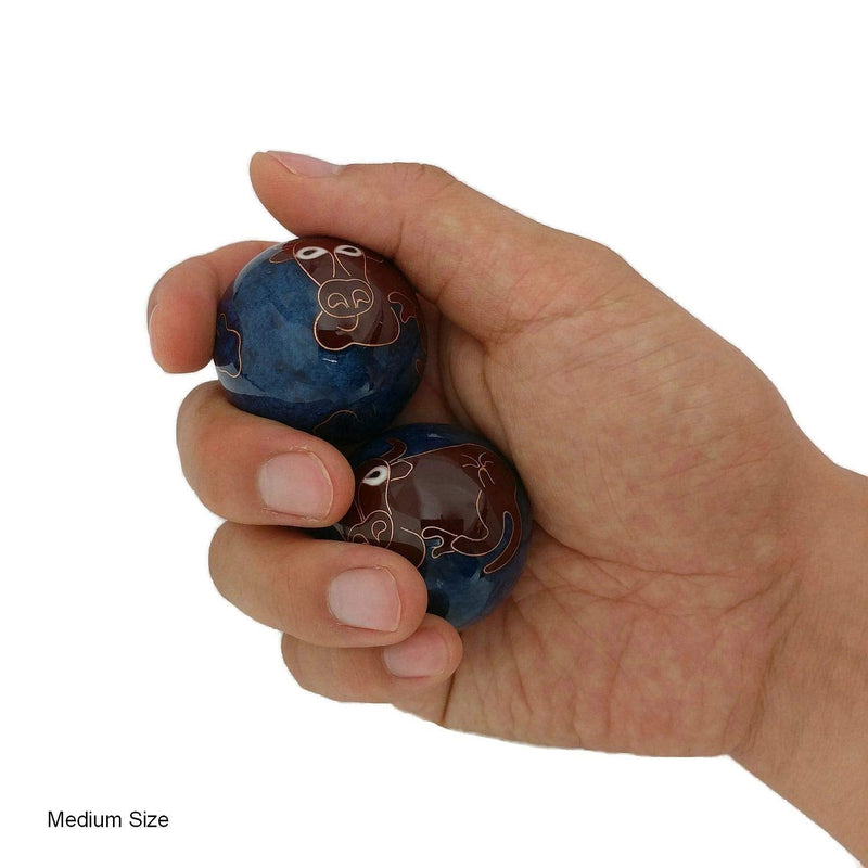 Top Chi Ox Baoding Balls with Bamboo Stand. Chiming Chinese Health Balls for Hand Therapy, Exercise, and Stress Relief (Medium 1.6 Inch) Medium 1.6 Inch