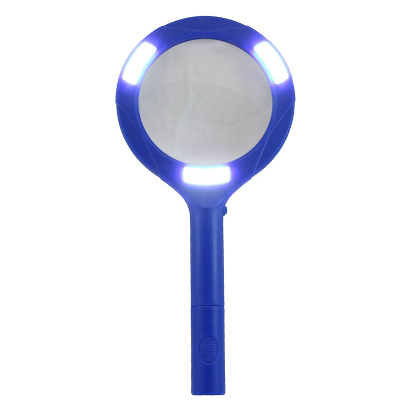 LitezAll COB LED 3X Magnifying Glass w/ Light - Lighted Handheld Magnifier Use For Macular Degeneration, Reading, Seniors, Jewelers, Low Vision or Quick Magnification 2 AA Batteries Included