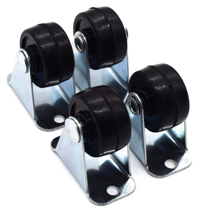 AUEAR, 4 Pack 1 Inch Rubber Caster Wheels Heavy Duty Fixed Casters with Rigid Non-Swivel Base Trolley Wheels Top Plate 1 Inch Diameter