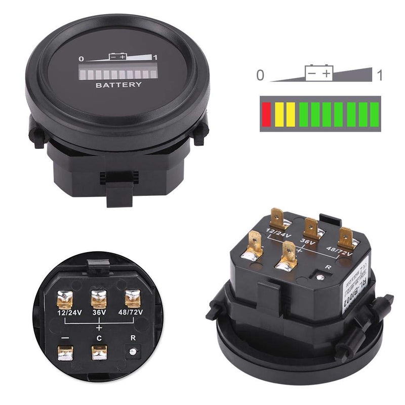 Golf Cart Battery Indicator 12V/24V/36V/48V/72V LED Digital DC Electricity Indicator Meter DC Battery Gauge Fit for Golf Cart