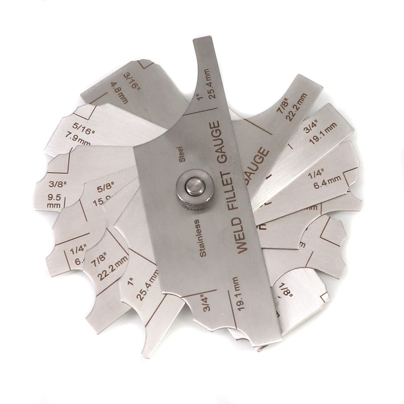 Tektall Stainless steel fillet weld set gage Rl Gauge welding inspection test Unlar metric & inch Accurate 7-pieces