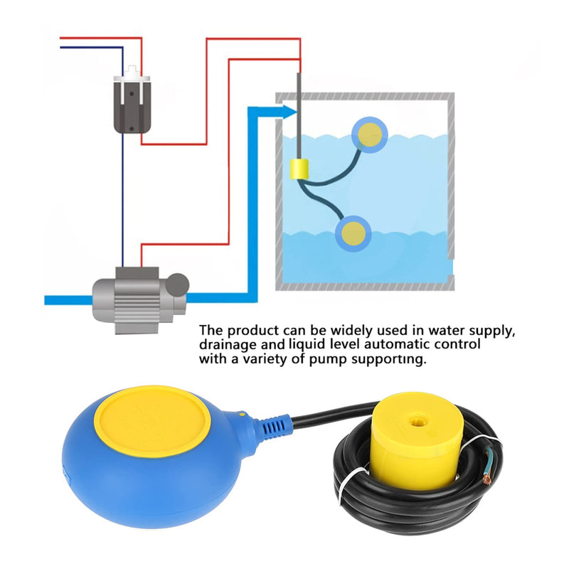 Liquid Fluid Water Level Sensor 220V 16A 2m / 78.7inch Float Switch Liquid Fluid Water Level Sensor Controller for Tank Pump