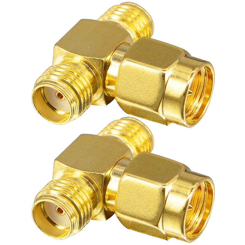 onelinkmore SMA Male Antenna Adapter SMA Adapter Splitter 2-Way SMA Male to Dual SMA Female Connector Splitter Antenna Converter for LAN Devices Coaxial FPV Radio Baofeng Yaesu Camera Pack of 2