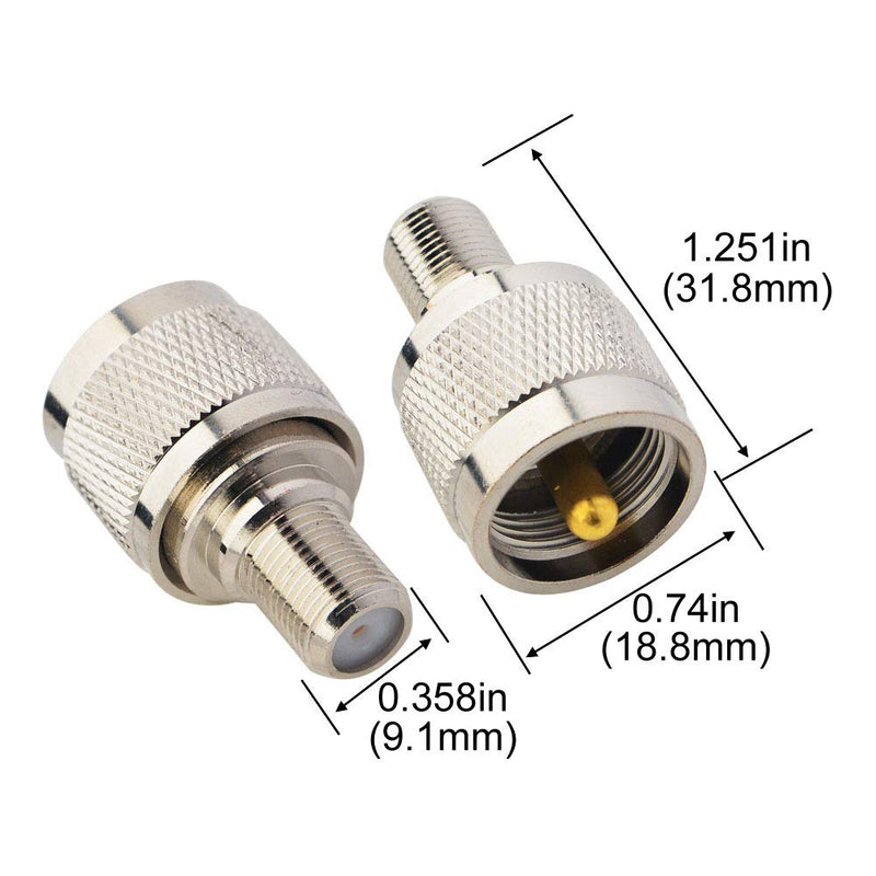 BOOBRIE PL259Â Adapter UHF to F Type Antenna Adapter FÂ FemaleÂ toÂ UHFÂ MaleÂ Coaxial Connector RF Coax Adapter for TV Antenna Wireless LAN Devices Wi-Fi Radios External Antenna Pack of 2