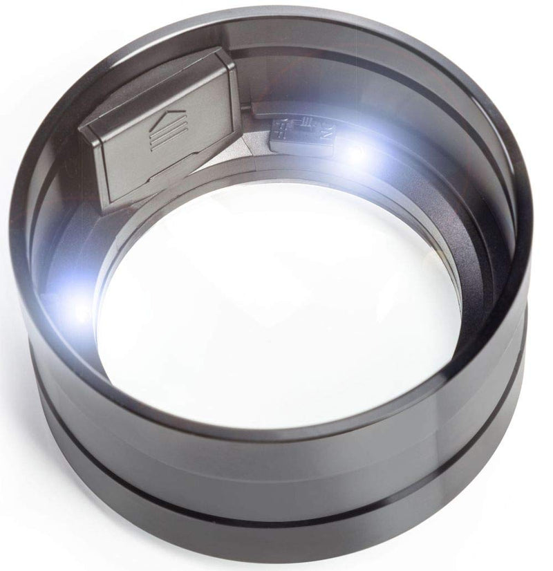 Lighted Desktop Magnifier Dome with Bright LED for Reading Books, fine Print, Studying maps, Projects, Coins, Acts as Desk Paperweight Magnifying Glass, Great for Seniors Black