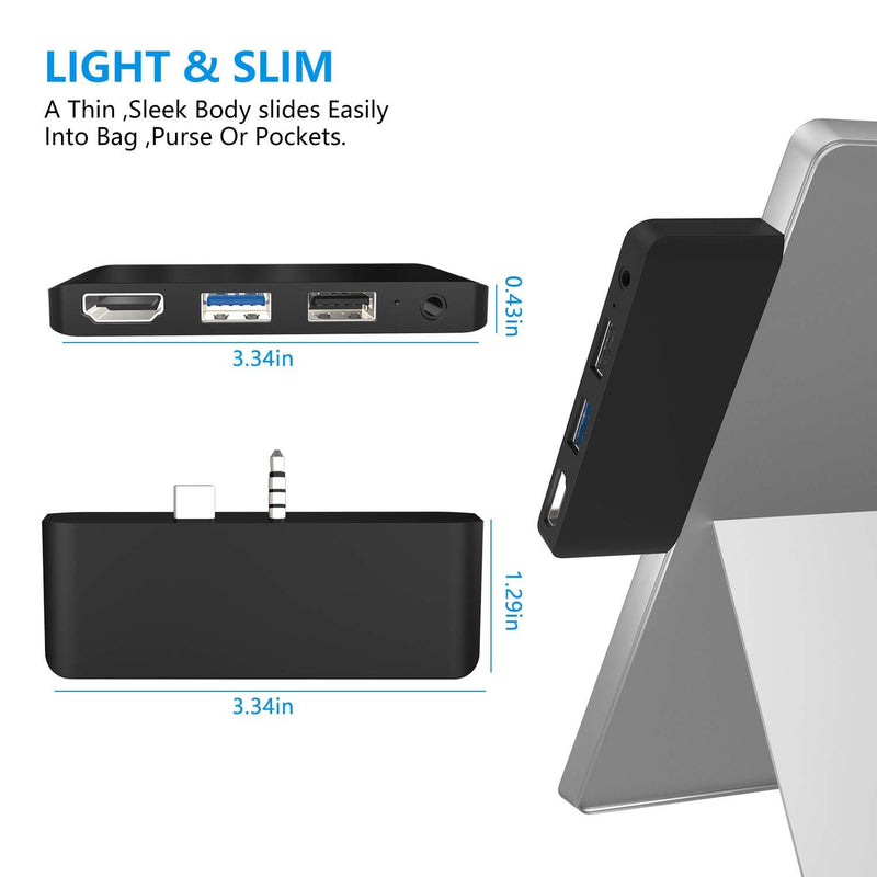 Cateck Surface Go Docking Station, 4 in 1 Surface Go 2 USB C Adapter with HDMI Support 4K, USB 3.0/2.0 Port Hub, 3.5mm Audio/Headphone Jack, Portable Adapter for Surface Go/Go 2 Accessories