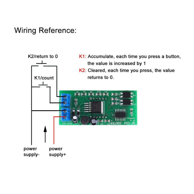 DC4-40V QF-C04 Counter Module, 4-Digit Digital Display, 0-9999 Counting Range with Memory Function