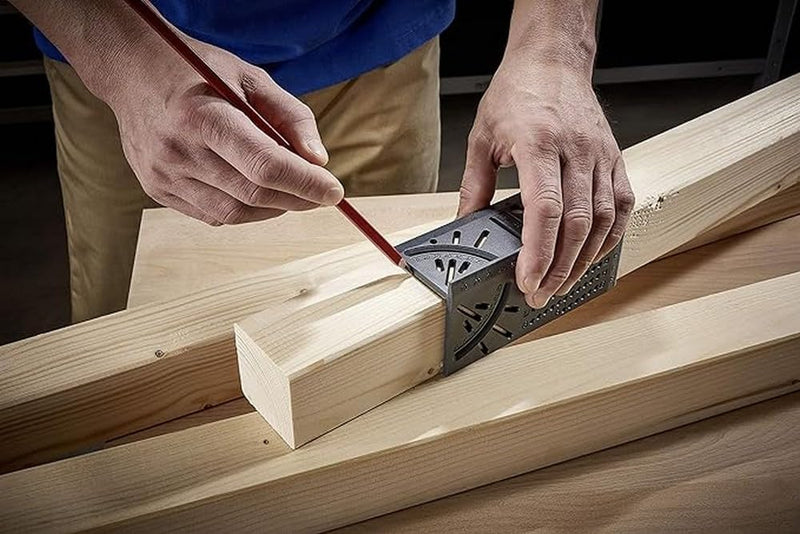 wolfcraft I 3D miter square I 5208000 I for processing three-dimensional workpieces I stops for 45° and 90° angles I can be used as a marking gauge for parallel lines