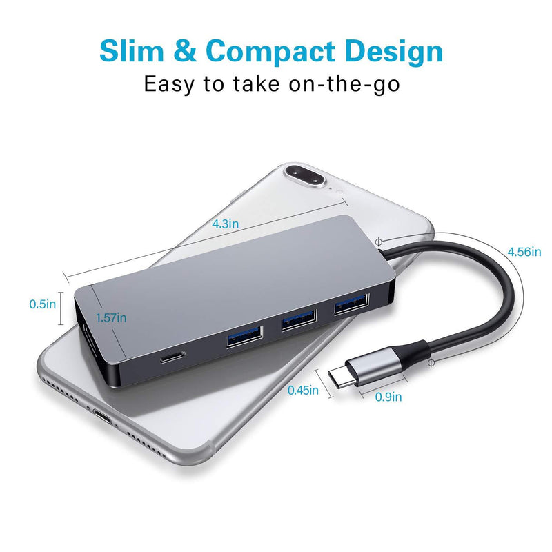 USB C Hub, Zedela USB C Adapter with 3 USB 3.0, 4K USB C to HDMI,PD Power Delivery(Thunderbolt 3),Data Transmission,6 in 1 Type C Hub for MacBook Pro/Air,iPad Pro,ChromeBook or More Type C Laptops