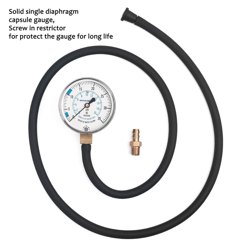 MEASUREMAN Natural Gas or LP Gas Manifold Pressure Test Kit, 0-35 "W.C., 1/4"NPT, 40" Length Hose 0-35inH2O Pressure Test Kit