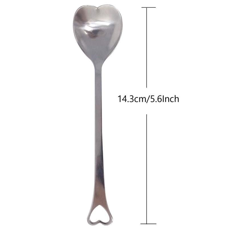 Honbay 10PCS 14.3cm/5.6Inch Stainless Steel Creative Lovely Sweet Heart Shape Fine Polishing Coffee Scoops Coffee Sugar Spoons Milk Dessert Spoons Teaspoons Kitchen Stirring Spoon