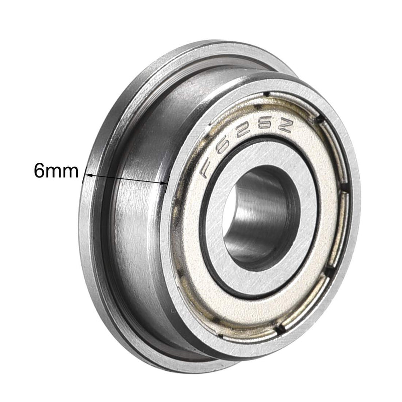 uxcell F626ZZ Flanged Ball Bearing 6x19x6mm Double Metal Shielded (GCr15) Chrome Steel Bearings 10pcs
