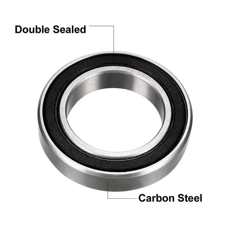 uxcell 6802-2RS Deep Groove Ball Bearing Double Sealed 1180802, 15mm x 24mm x 5mm Carbon Steel Bearings (Pack of 10) 15mmx24mmx5mm