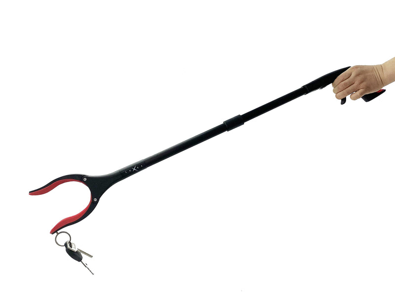 Grabber Reacher Tool, Long 32 Inch Aluminum Foldable Pick Up Stick, Strong Grip Magnetic Tip for Store Shelves, Lightweight Trash Picker Claw Reacher Grabber Tool for Elderly - by Luxet (Red) Red