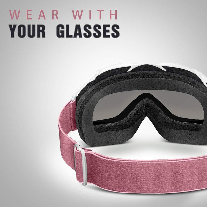 OutdoorMaster Ski Goggles OTG - Over Glasses Ski/Snowboard Goggles for Men, Women & Youth - 100% UV Protection Vlt 11.5%