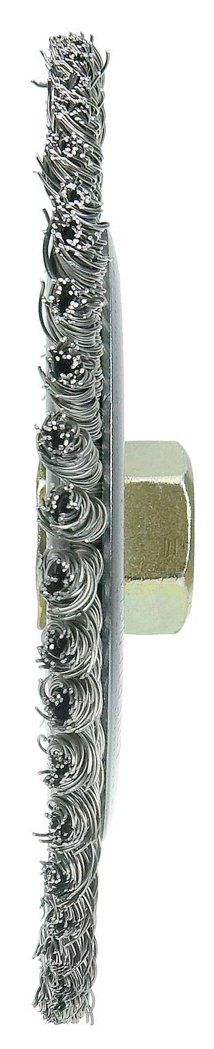 Weiler 09500 Roughneck Jr. 6" Root Pass Weld Cleaning Brush, .020" Stainless Steel Wire Fill, 5/8"-11 Unc Nut, Made in the USA 56 Knots