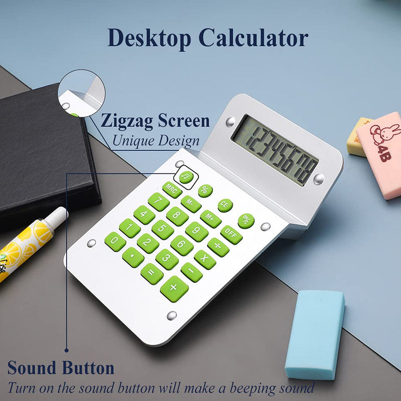 Calculators, SINLOOG 8-Digit Novelty Twisted Screen Basic Desktop Calculator, LR1130 Battery Powered, Standard Function Creative Design Electronic calculators for Office/Home/School (Silver) Silver