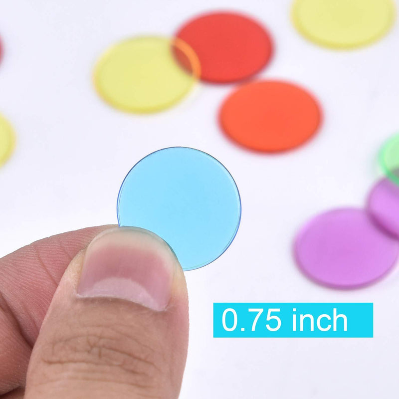Coopay 900 Pieces Bingo Chips Transparent Color Counting Plastic Math Game Counters Plastic Markers