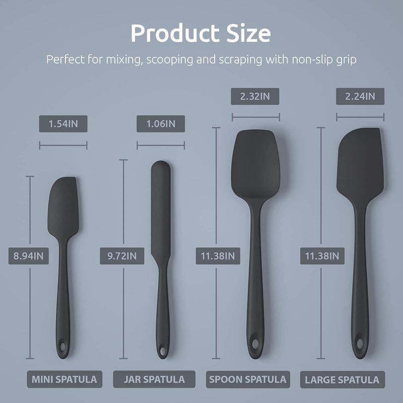 U-Taste Silicone Spatula Set with 600 Degrees Fahrenheit Heat Resistant (Black) 2.4inch (600ºF Heat Resistant) Black