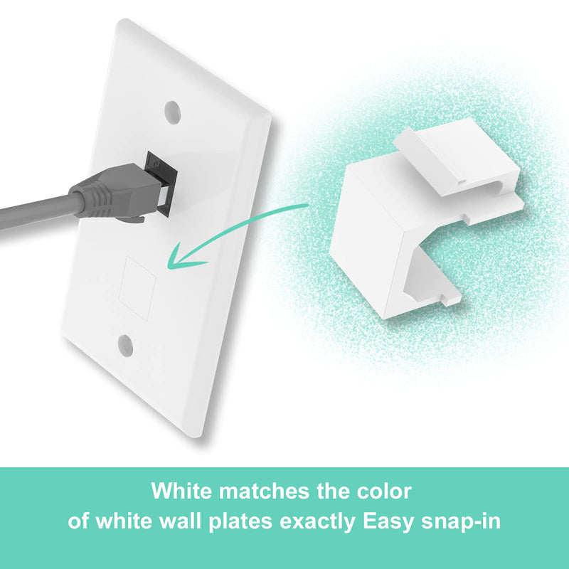 LEENUE Blank Keystone Jack Inserts in White for Wall Plate and Patch Panel 10-Pack