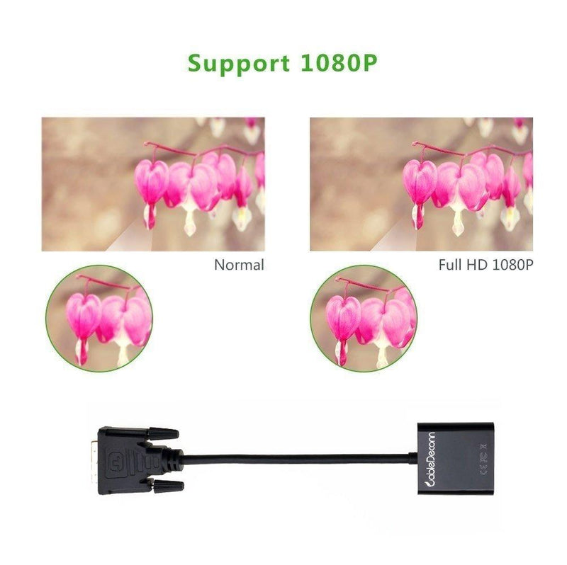 CableDeconn Active DVI-D Link 24+1 Male to VGA Female M/F Video Cable Adapter Converter