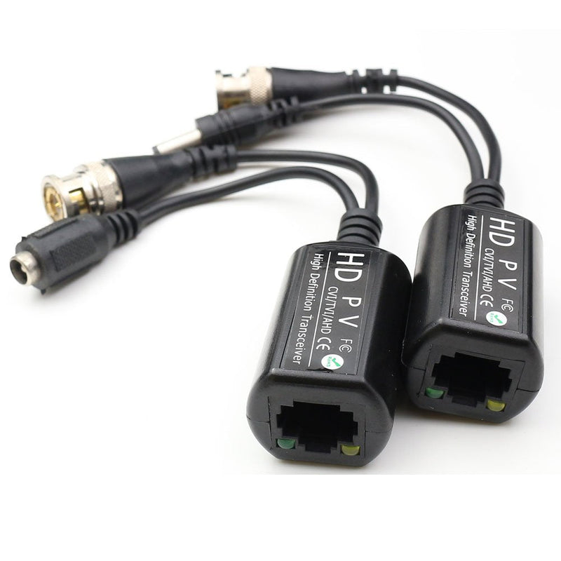 ANHAN PV/PVD/PVA Passive Power Video Data Audio BALUN Twisted Pair UTP Cable with Power Connector HD Balun for 720P / 1080P Cameras 1 Pair
