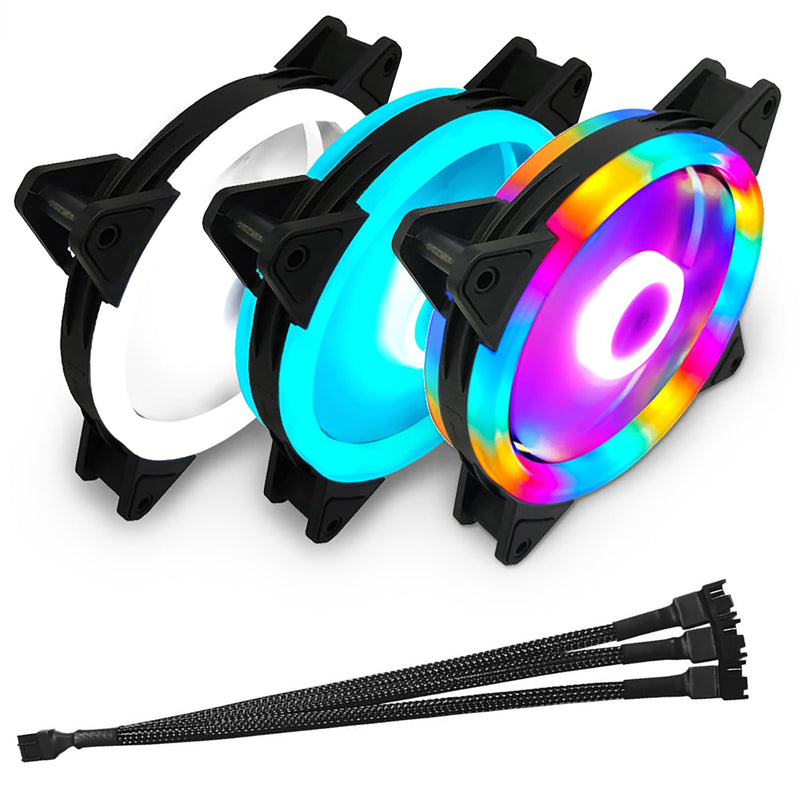 GeekerChip Y cable for fan PWM 3 pin 1 piece, 3-way PWM fan adapter extension PWM fan splitter, fan splitter cable, suitable for computer PC fan cable black - 2 pack