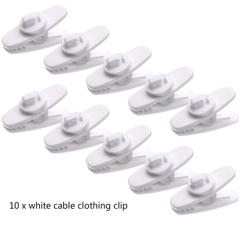 BBTO 20 Pieces Clips for Earphone Wire 360 Degree Rotate Black Earphone Cable Clothing Clip for Fixing Headphone Wire (Black and White) Black and White