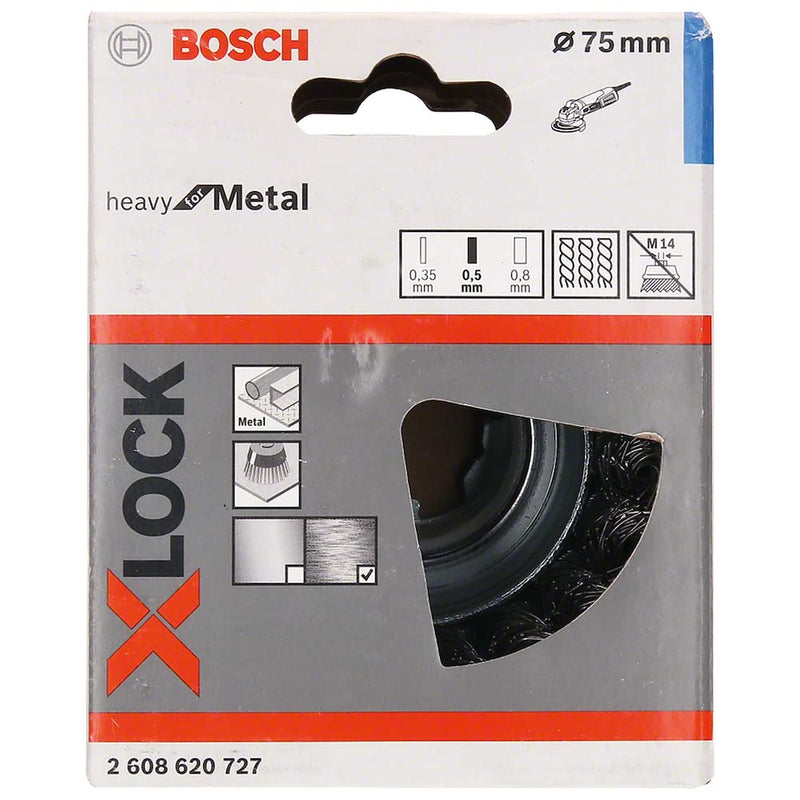 Bosch Accessories 1x Braided Cup Brush Heavy (for metal, X-LOCK, Ø 75 mm, wire thickness 0.5 mm, for Ø125 mm, angle grinder accessories) 0.5 mm