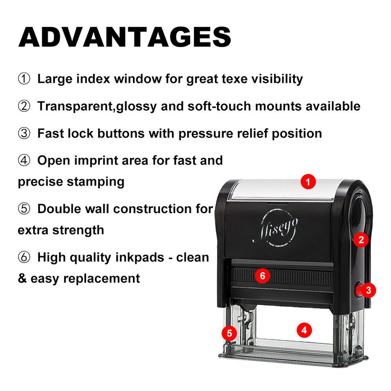 Miseyo Paid Stamp Self Inking with Date, Check Number, Amount - Red Ink PAID - A