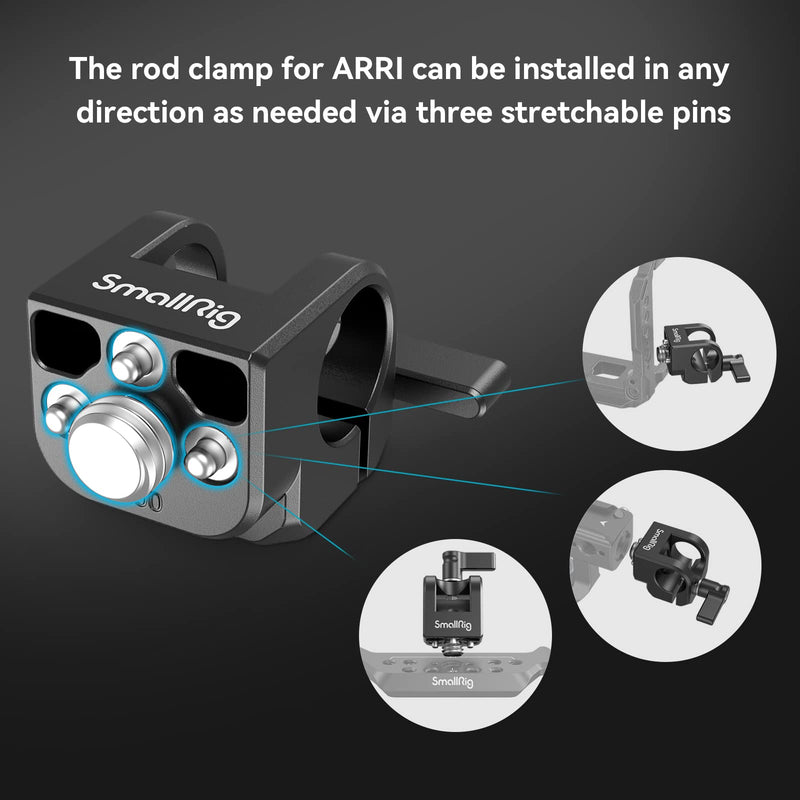 SmallRig 15mm Locating Single Rod Clamp For SMALLRIG Handles, Cages, and Plates with 3/8''-16 Locating Hole For ARRI - 4171