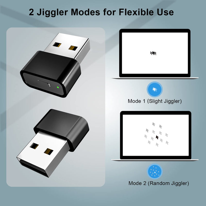 QUI Mouse Jiggler, Mouse Mover Metal USB, 2 Jiggler Modes, Driver-Free Mouse Jiggler Undetectable with USB Type-C Adapter & Switch Button, Mouse Mover Device to Keep Mouse Moving for Computer/Laptop