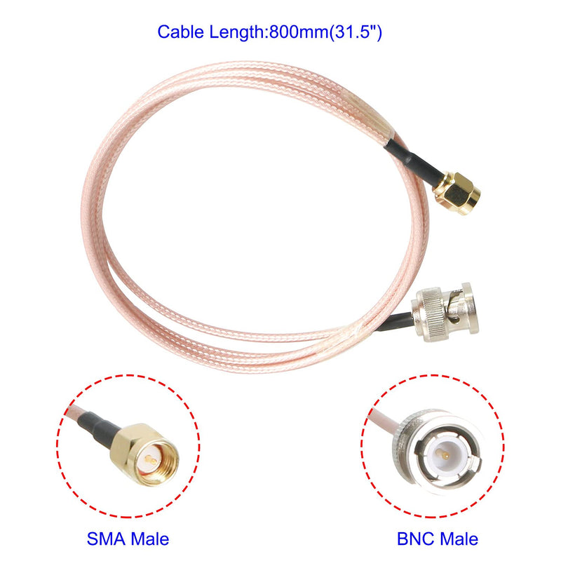 Aoje-Link RF Coaxial Cable SMA Male to BNC Male RG316 Coax Cable Jumper for DIY Radio, 3G/4G/5G/LTE/Antenna, Audio and Video Signal Transmission, 800mm 1Pcs