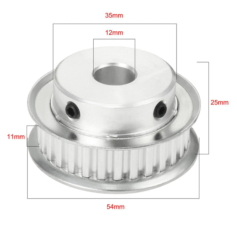 uxcell Aluminum 30 Teeth 12mm Bore 5.08mm Timing Belt Pulley for 10mm Belt