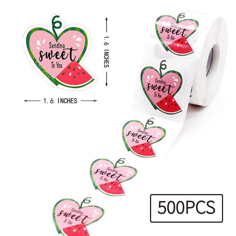 Littlefa 1.5” Sending Sweet to You with Melon Design Stickers,Thank You Stickers,Bakeries Stickers,Handmade Stickers,Small Business Stickers, Envelopes Stickers, Gift Bags Packaging 500 PCS