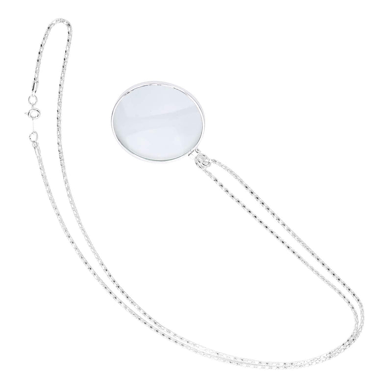 Magnifying Glass Portable, 5X Necklace Monocle Pendant Magnifier Magnifying Glass With Magnifiers For Reading Hobbies For Inspection Seniors(Silver)
