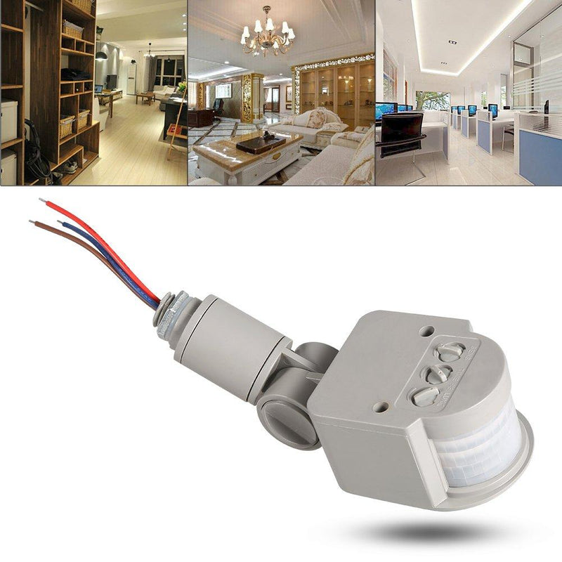 FTVOGUE Outdoor 90~250V 180 Degree Infrared PIR Motion Sensor Detector Wall Light Switch Gray