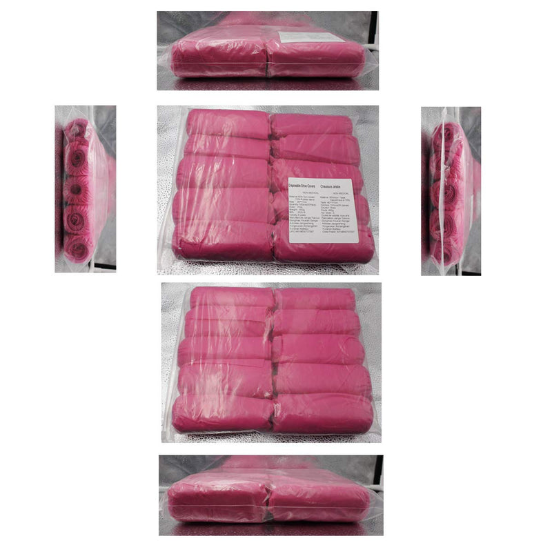 Disposable Shoe Covers 100PCS Non-Slip Durable Indoor Boot Overshoes Protector Thicked Non-Woven Shoe Covers for Carpet Floor Protection Construction Offices One Size Fits All (Pink) Pink