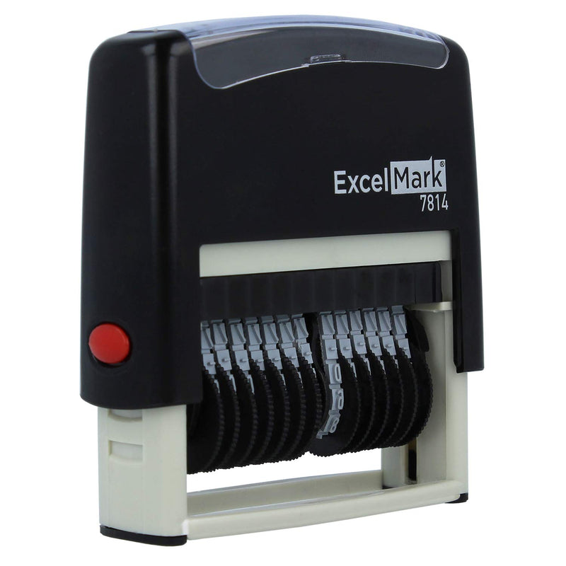 ExcelMark 13 Band Self-Inking Number Stamp - 2" x 1/4" Impression - Black Ink (7814)