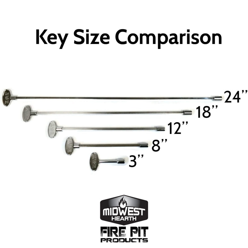 Midwest Hearth Universal Valve Key for Gas Fire Pits and Fireplaces - Polished Chrome (3-Inch) 3-Inch