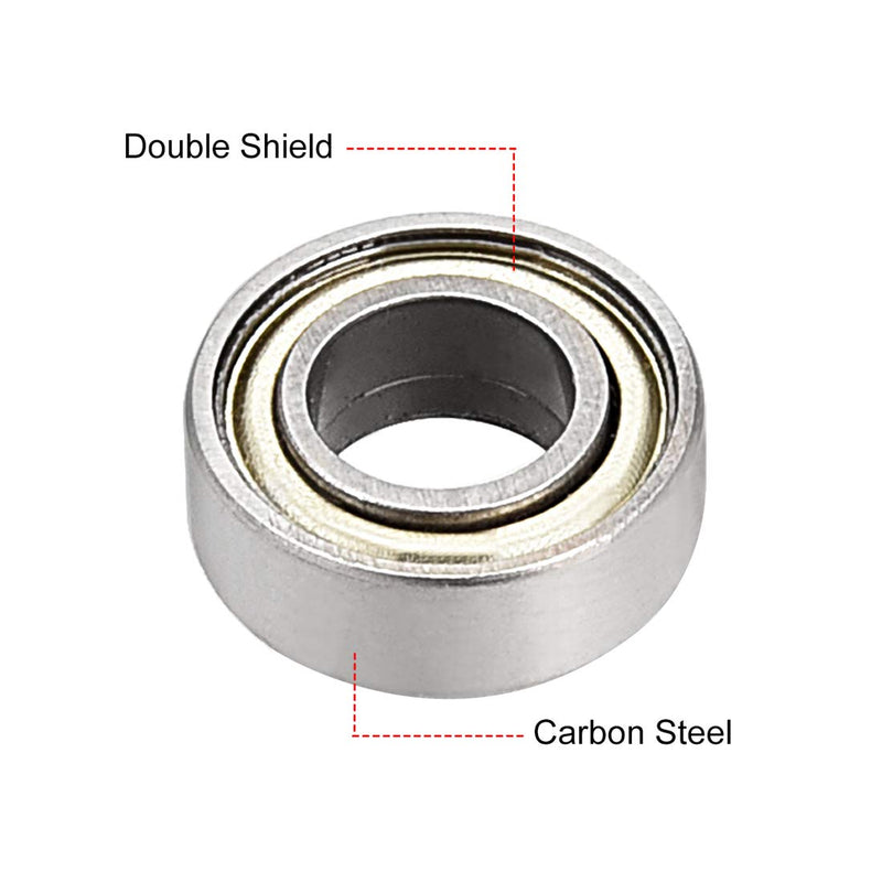 uxcell 687ZZ Ball Bearing 7mm x 14mm x 5mm Double Shielded 687-2Z Deep Groove Bearings, Carbon Steel (Pack of 4) 7mmx14mmx5mm