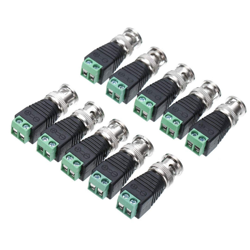 BNC Male Balun Connector 28 Pcs Coaxial Cat5 to BNC Male Connector and BNC to 2 Screw Camera Terminal Male Adpater for CCTV Surveillance Video Cameras Coaxial/Cat5/Cat6 Cable to BNC Male Connector
