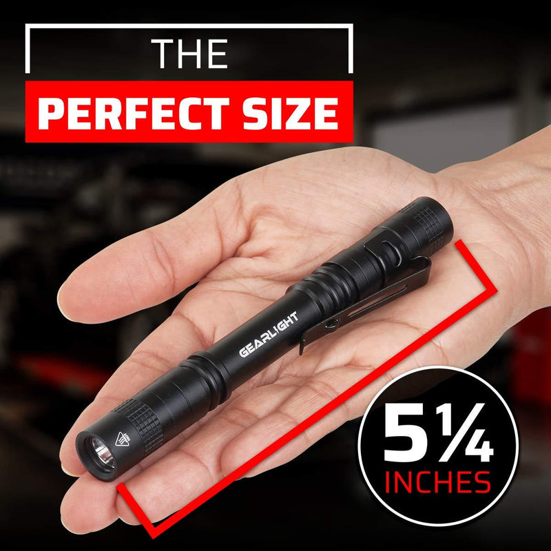 GearLight LED Pocket Pen Light Flashlight S100 [2 Pack] - Small, Mini, Stylus PenLight with Clip - Perfect Flashlights for Inspection, Work, & Repair