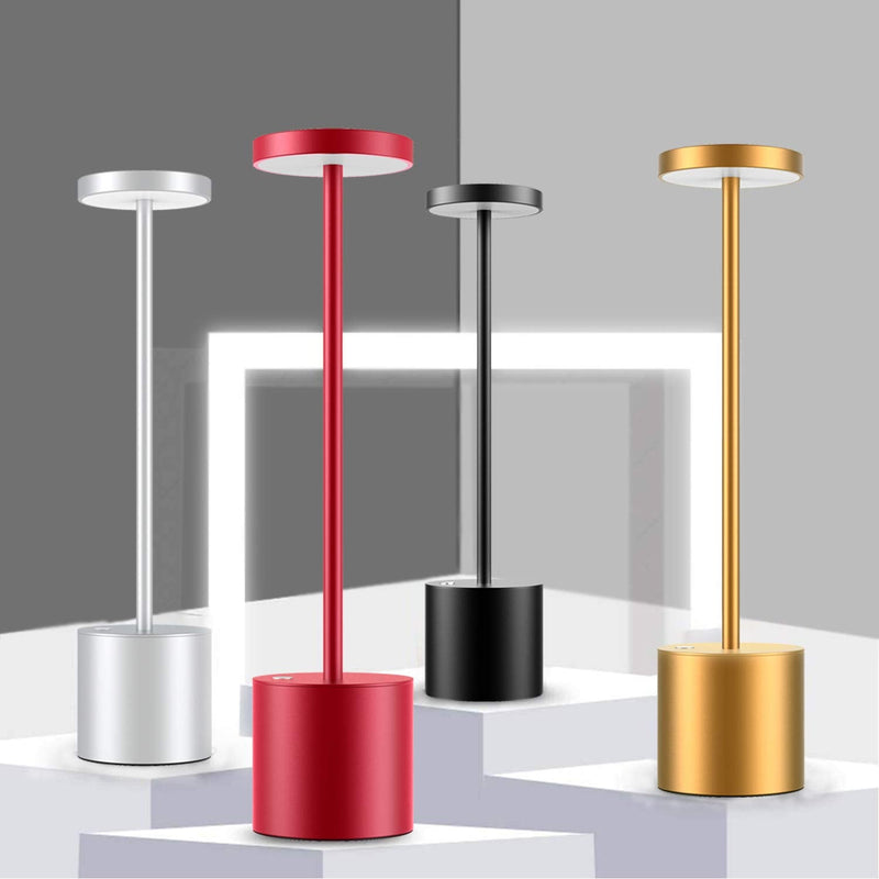 Cordless Table Lamp, LED Metal USB Rechargeable 6000mAh 2-Levels Brightness Night Light Desk Lamp Reading Lamp for Restaurant/Bedroom/Dormitory Black