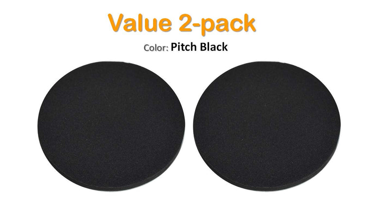 Desk Dots! Elbow, Arm & Wrist Rest Cushioning Pads for Pressure Point & Pain Relief on Gaming & Work Surfaces; Made of Neoprene with Soft Nylon Surface; 4.5" Wide, 0.44" Thick; 2-Pack! (Pitch Black) Pitch Black