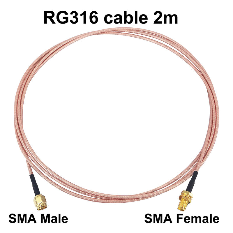 YOTENKO SMA Male to SMA Female RF Connector RG 316 WiFi Antenna Extension Cable 2M