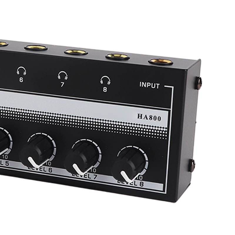 8-Channel Headphone Amplifier, Portable Metal Stereo Audio Amplifier with 12V Power Adapter, Home Audio Amplifier System for Studio and Stage