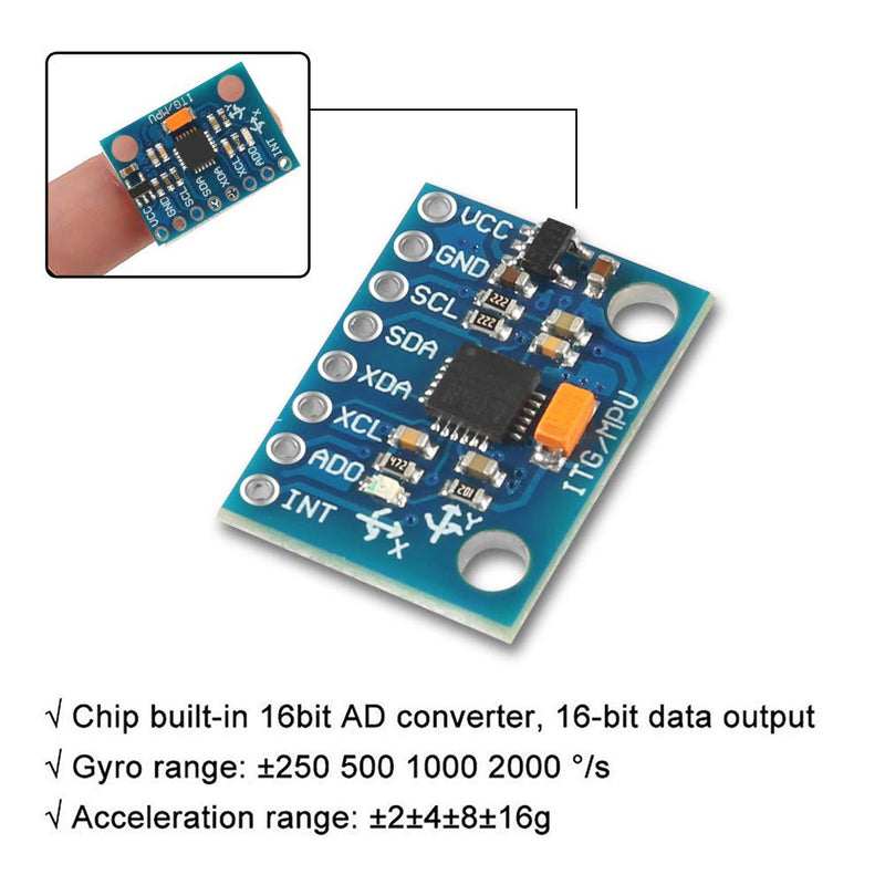 5 Pcs GY-521 MPU-6050 MPU6050 Module,6 DOF MPU-6050 3 Axis Accelerometer Gyroscope Sensor Module 16Bit AD Converter Data Output IIC I2C DIY Kit for Arduino (5PCS) 5PCS