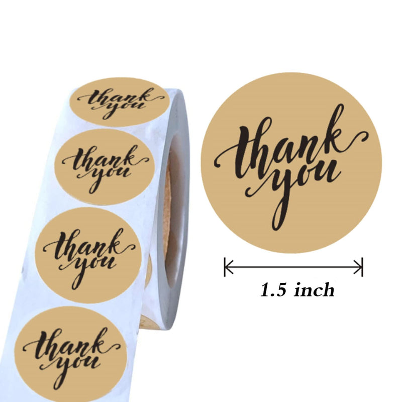 1.5 Inch Kraft Thank You Stickers,500 pcs Sealing Thank You Stickers for Christmas Gifts, Weddings, Giveaways, Bridal Showers, Party and Small Business