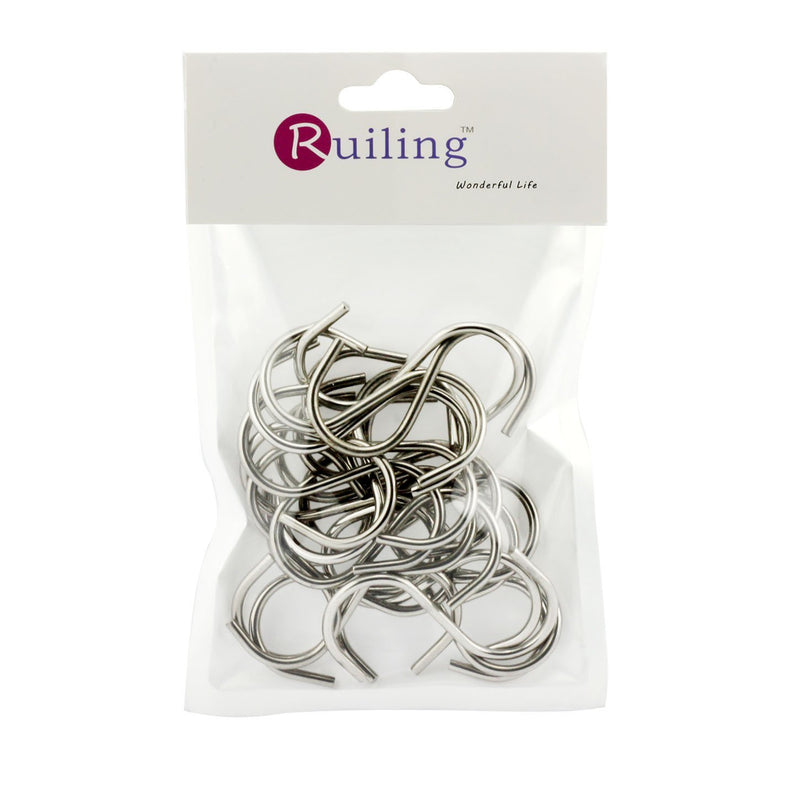 RuiLing 24-Pack 2 Inch S Shaped Hanging Hooks, Heavy-Duty Genuine Solid Polished Stainless Steel,for Jewelry, Key Ring,Kitchen Spoon Pot Multiple uses